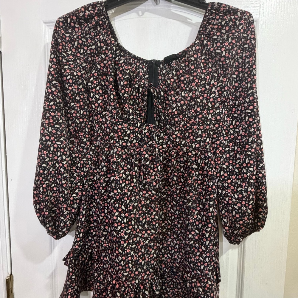 Elegant Black and Pink Floral Women's Blouse